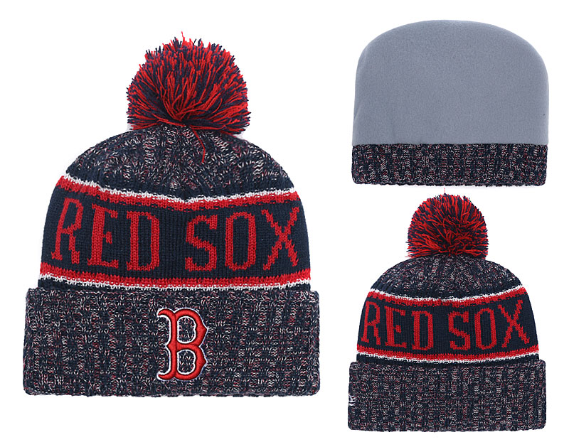 Red Sox Team Logo Cuffed Knit Hat With Pom YD