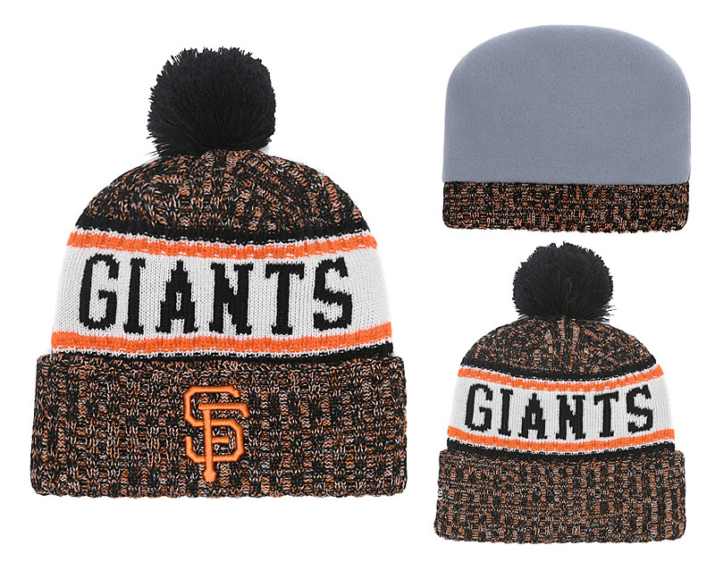SF Giants Team Logo Cuffed Knit Hat With Pom YD