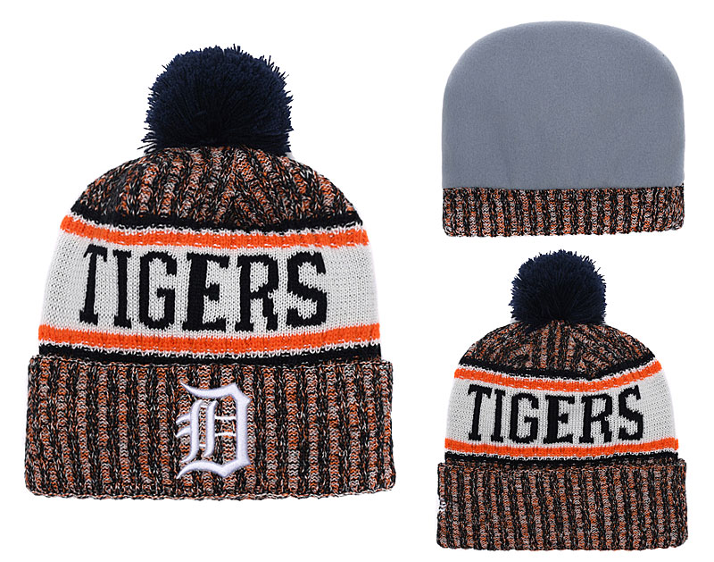 Tigers Team Logo Cuffed Knit Hat With Pom YD
