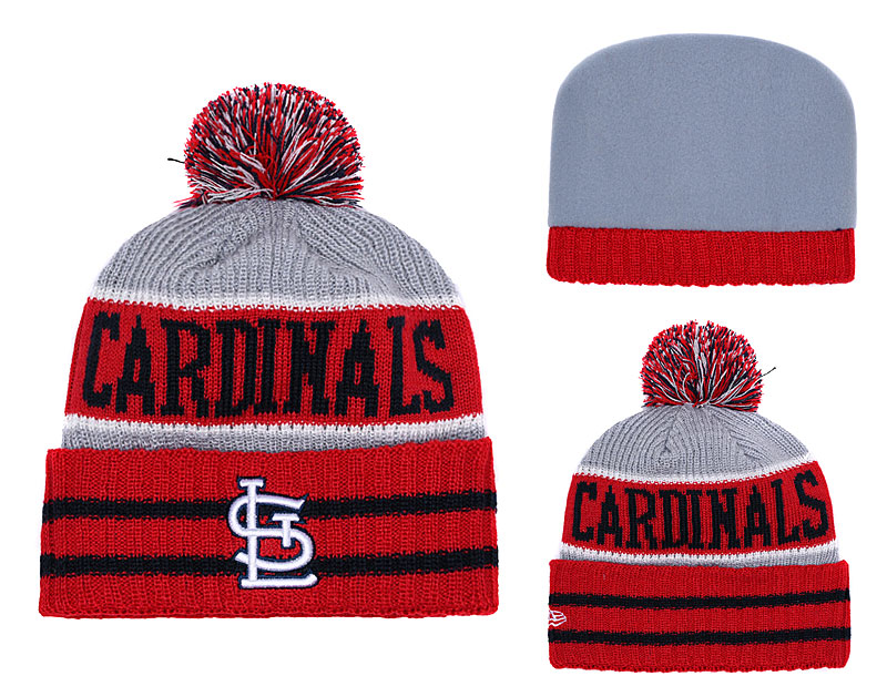SL Cardinals Red Banner Block Cuffed Knit Hat With Pom YD