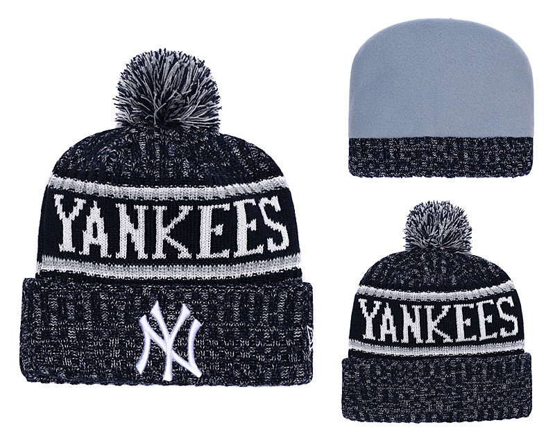 Yankees Banner Block Cuffed Pom Knit Hat YD