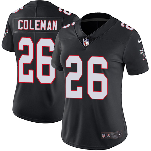 Nike Falcons 26 Tevin Coleman Black Women Vapor Untouchable Limited Jersey