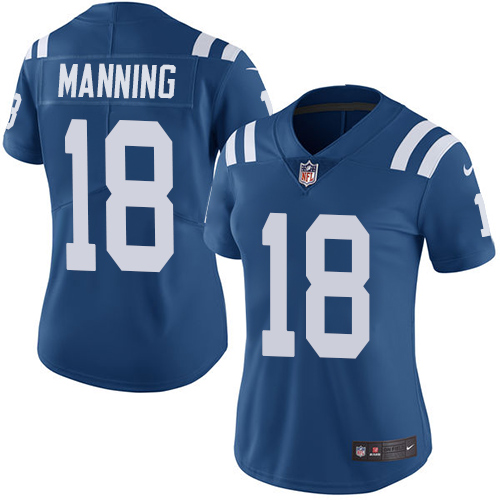 Nike Colts 18 Peyton Manning Royal Women Vapor Untouchable Limited Jersey