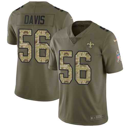 Nike Saints 56 DeMario Davis Olive Camo Salute To Service Limited Jersey