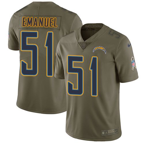 Nike Chargers 51 Kyle Emanuel Olive Salute To Service Limited Jersey