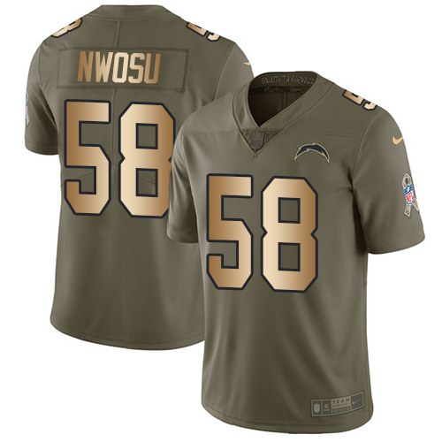 Nike Chargers 58 Uchenna Nwosu Olive Gold Salute To Service Limited Jersey