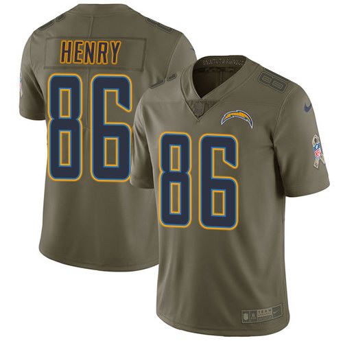 Nike Chargers 86 Hunter Henry Olive Salute To Service Limited Jersey