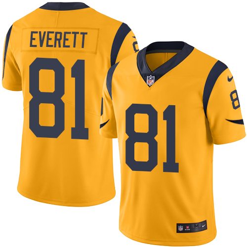 Nike Rams 81 Gerald Everett Gold Color Rush Limited Jersey