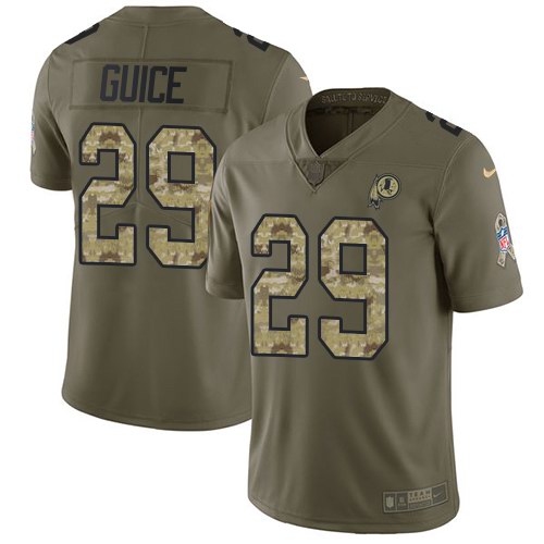 Nike Redskins 29 Derrius Guice Olive Camo Salute To Service Limited Jersey