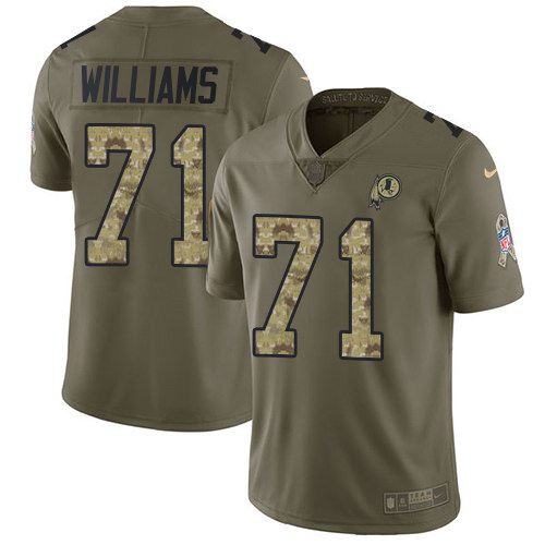 Nike Redskins 71 Trent Williams Olive Camo Salute To Service Limited Jersey