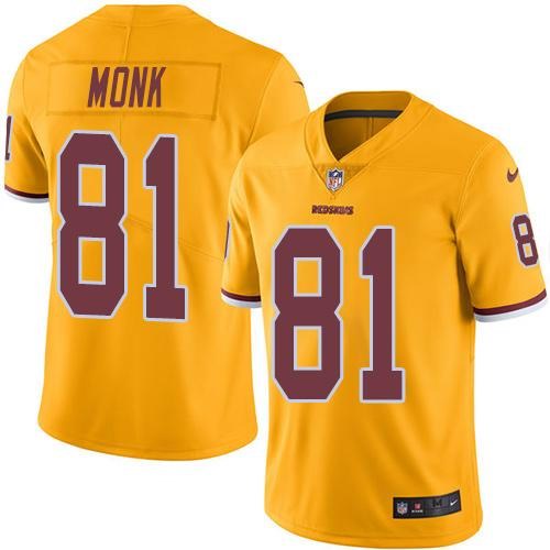 Nike Redskins 81 Art Monk Gold Youth Color Rush Limited Jersey