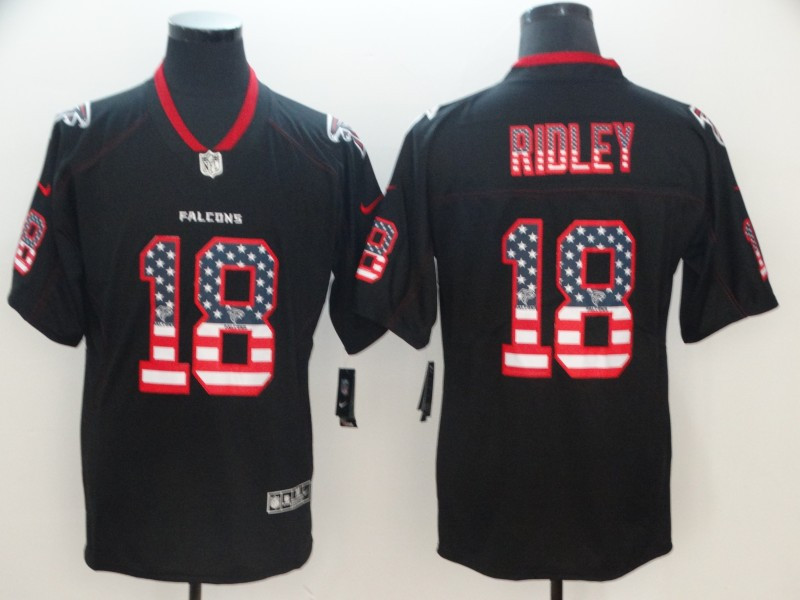 Nike Falcons 18 Calvin Ridley Black USA Flag Fashion Limited Jersey