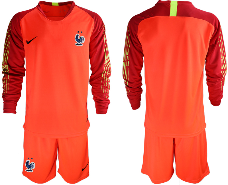 France 2-Star Red Long Sleeve 2018 FIFA World Cup Goalkeeper Soccer Jersey