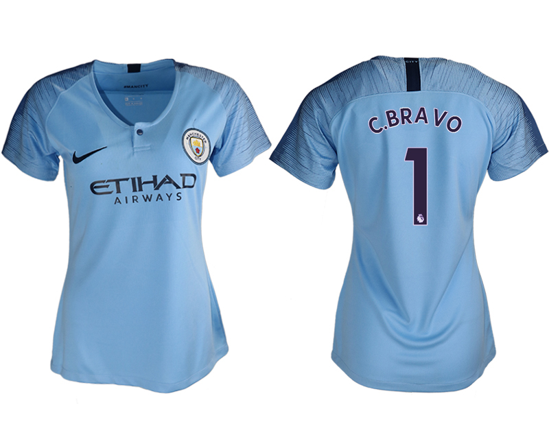2018-19 Manchester City 1 C.BRAVO Home Women Soccer Jersey