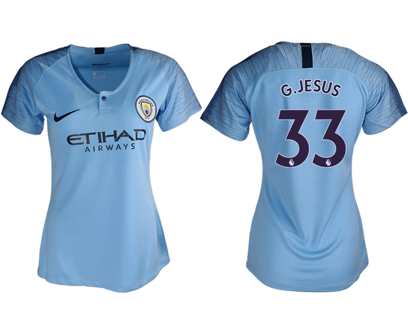 2018-19 Manchester City 33 G.JESUS Home Women Soccer Jersey