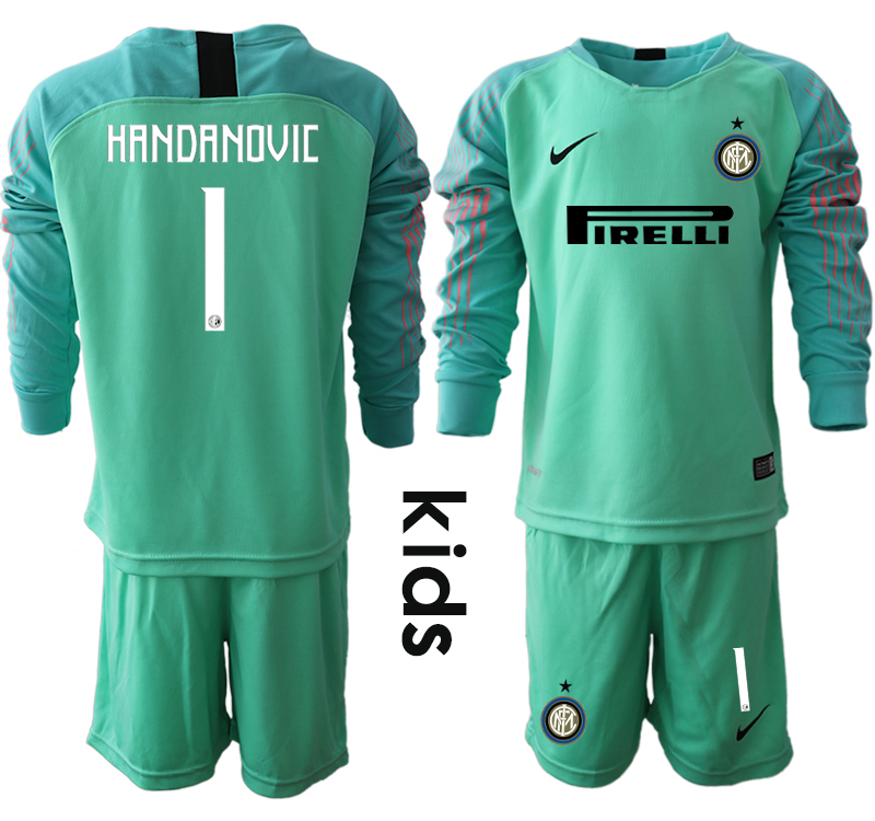 2018-19 Inter Milan 1 HANDANOVIC Green Youth Long Sleeve Soccer Jersey