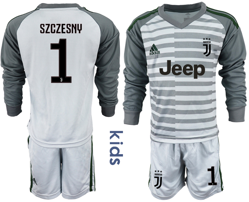 2018-19 Juventus 1 SZCZESNY Gray Youth Long Sleeve Goalkeeper Soccer Jersey