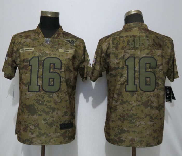 Nike Rams 16 Jared Goff Camo Women Salute To Service Limited Jersey
