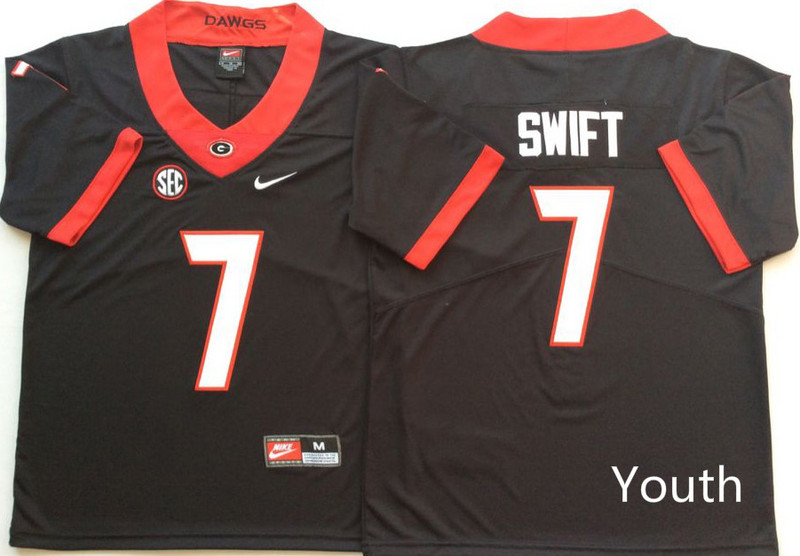 Georgia Bulldogs 7 D'Andre Swift Black Youth Nike College Football Jersey