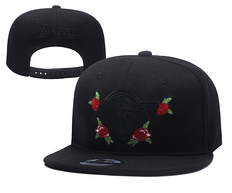 Lakers Rose Logo Black Adjustable Hat YD