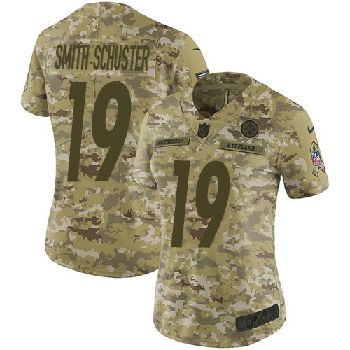 Nike Steelers 19 JuJu Smith-Schuster Camo Women Salute To Service Limited Jersey