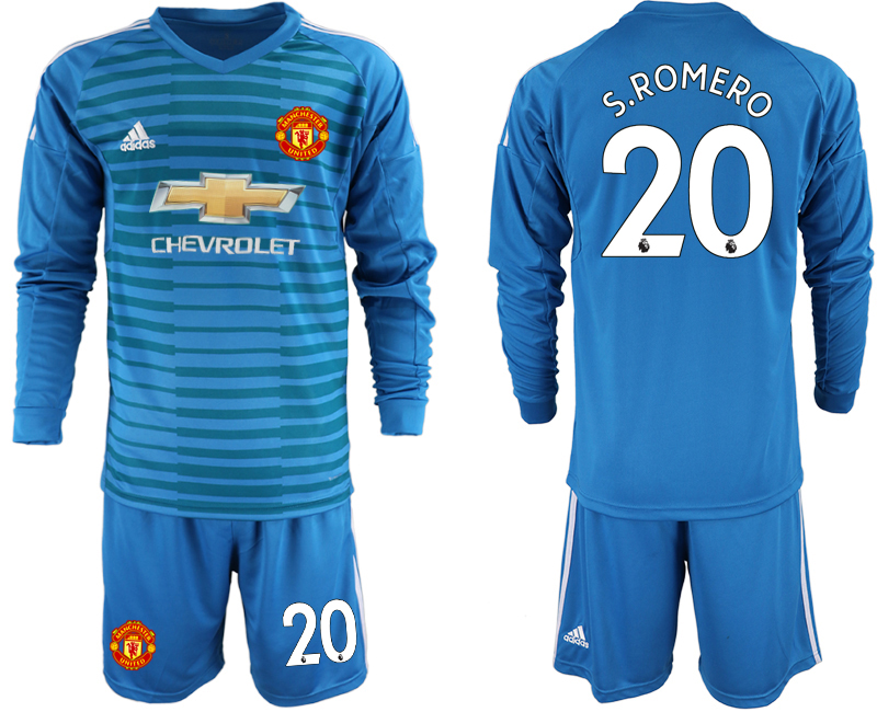2018-19 Manchester United 20 S.ROMERO Blue Long Sleeve Goalkeeper Soccer Jersey