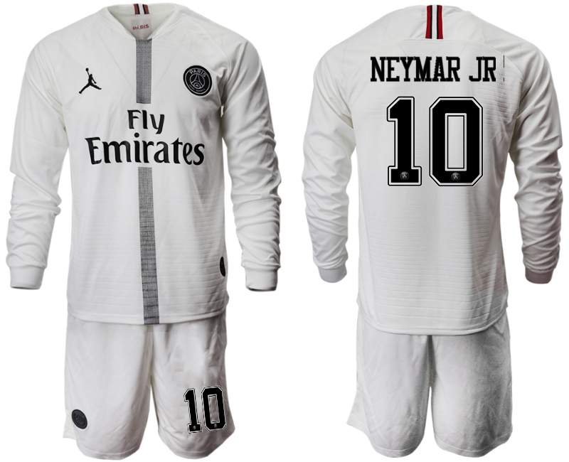 2018-19 Paris Saint-Germain 10 NEYMAR JR Away Long Sleeve Jordan Soccer Jersey