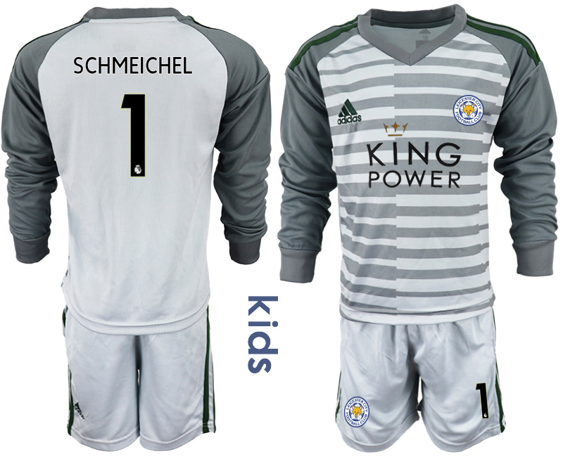 2018-19 Leicester City 1 SCHMEICHEL Gray Youth Long Sleeve Goalkeeper Soccer Jersey