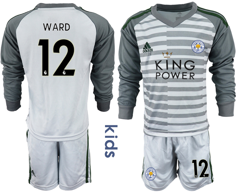 2018-19 Leicester City 12 WARD Gray Youth Long Sleeve Goalkeeper Soccer Jersey