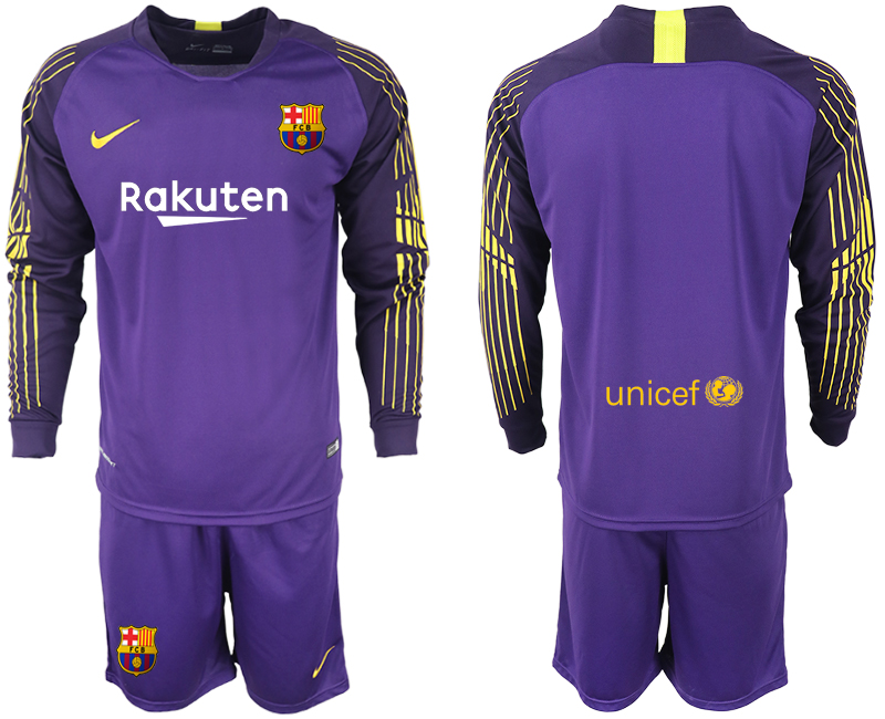 2018-19 Barcelona Purple Long Sleeve Goalkeeper Soccer Jersey