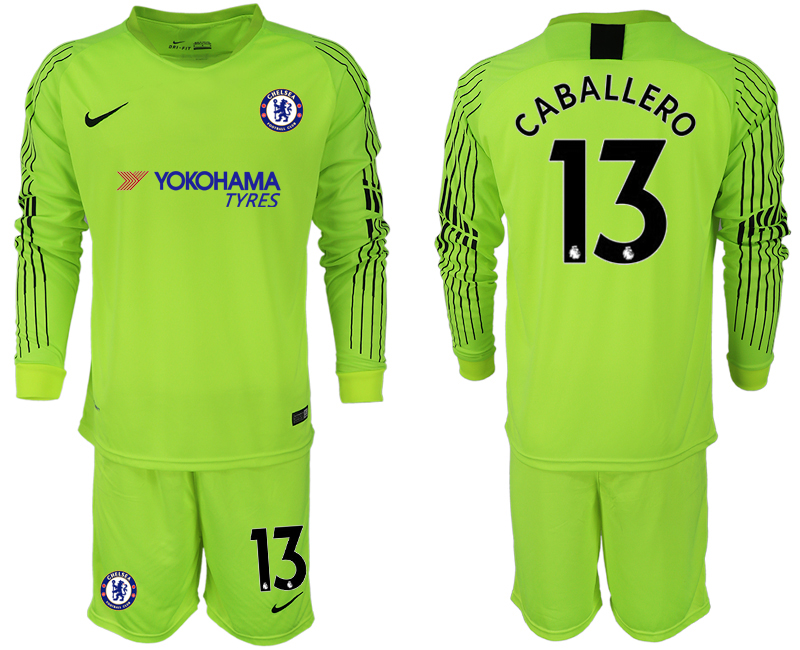 2018-19 Chelsea 13 CABALLERO Fluorescent Green Long Sleeve Goalkeeper Soccer Jersey