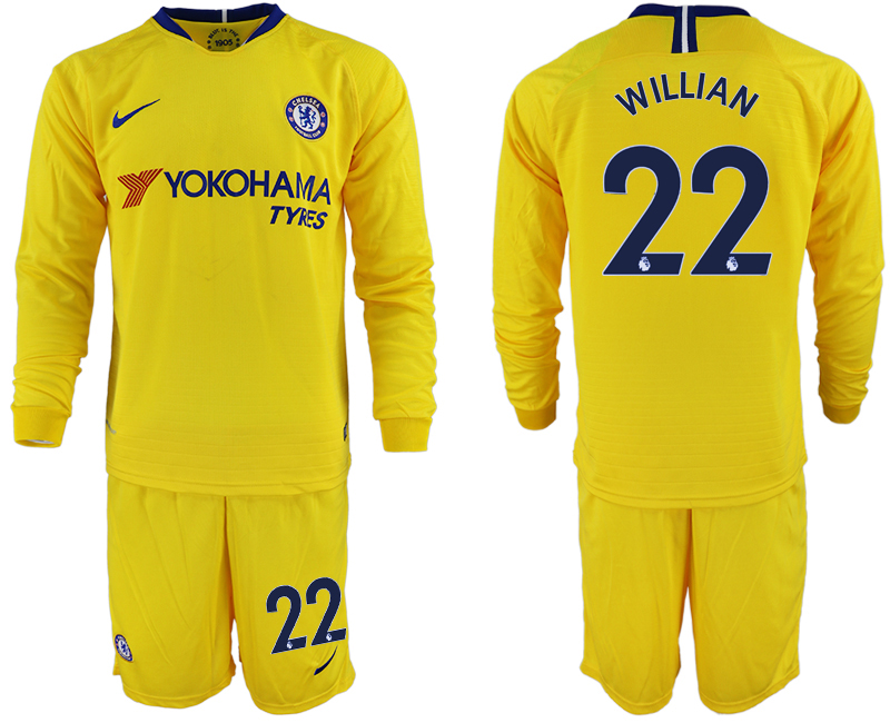 2018-19 Chelsea 22 WILLIAN Away Long Sleeve Soccer Jersey