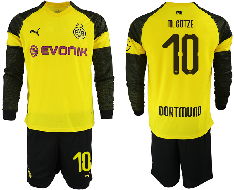 2018-19 Dortmund 10 M. GOTZE Home Long Sleeve Soccer Jersey