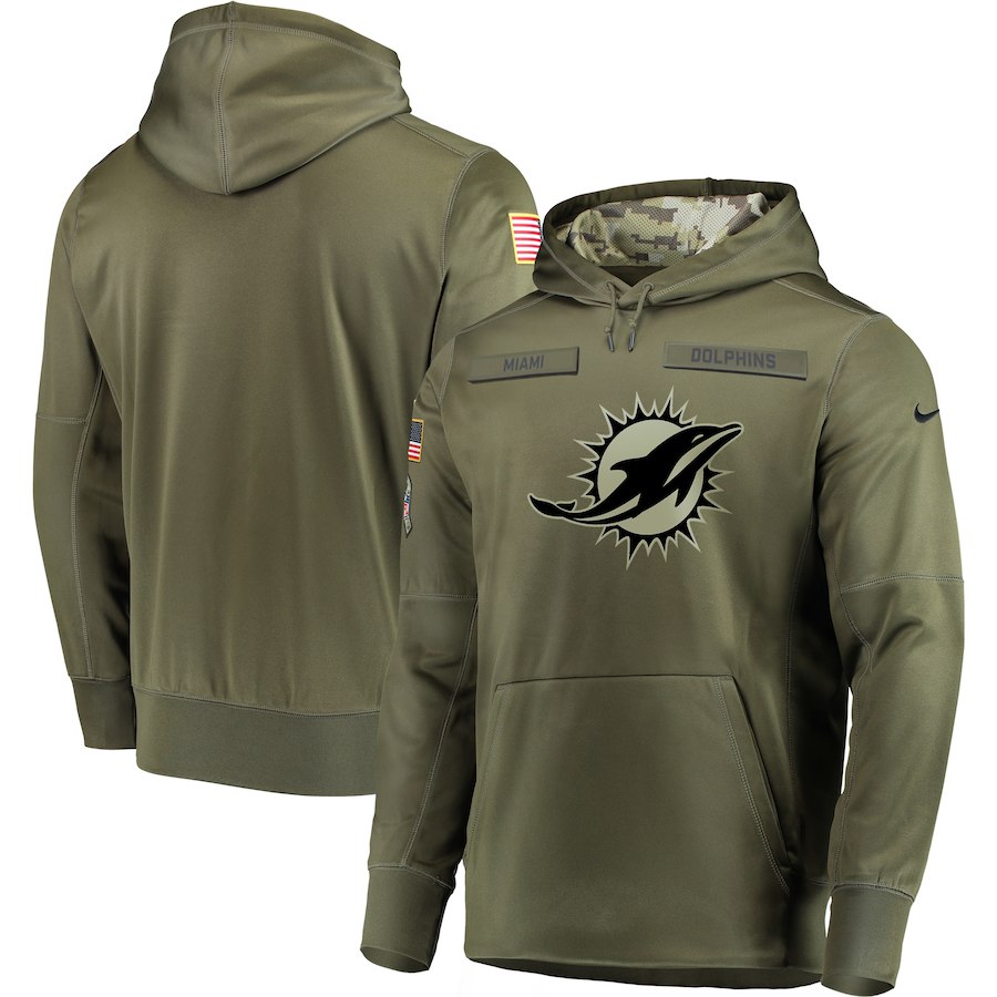 Nike Dolphins Olive Salute To Service Men's Pullove Hoodie