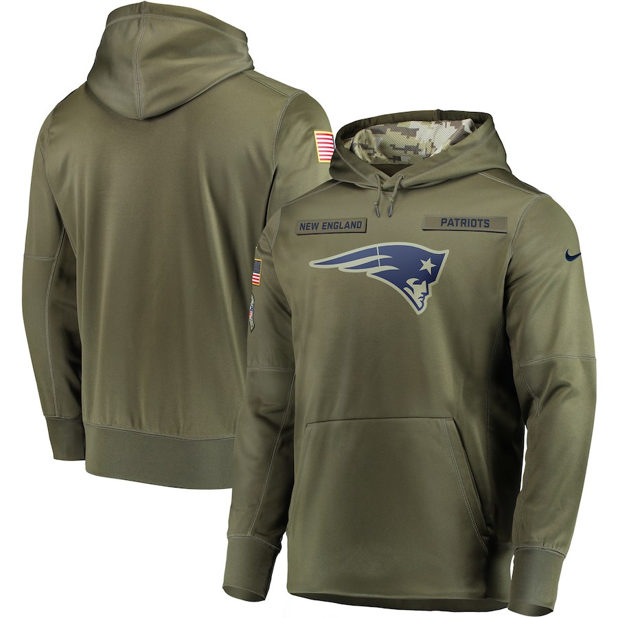 Nike Patriots Olive Salute To Service Men's Pullove Hoodie