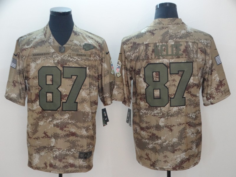 Nike Chiefs 87 Travis Kelce Camo Salute To Service Limited Jersey