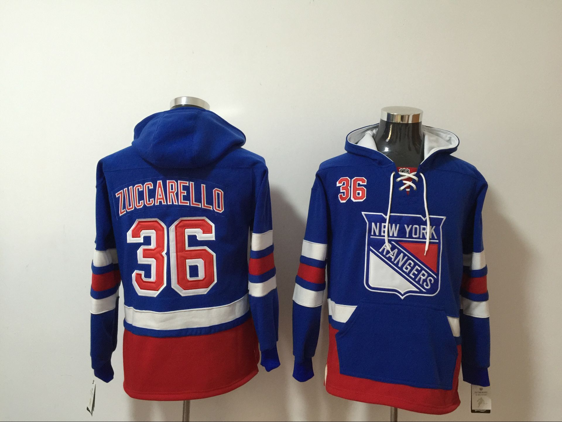 Rangers 36 Mats Zuccarello Royal All Stitched Hooded Sweatshirt