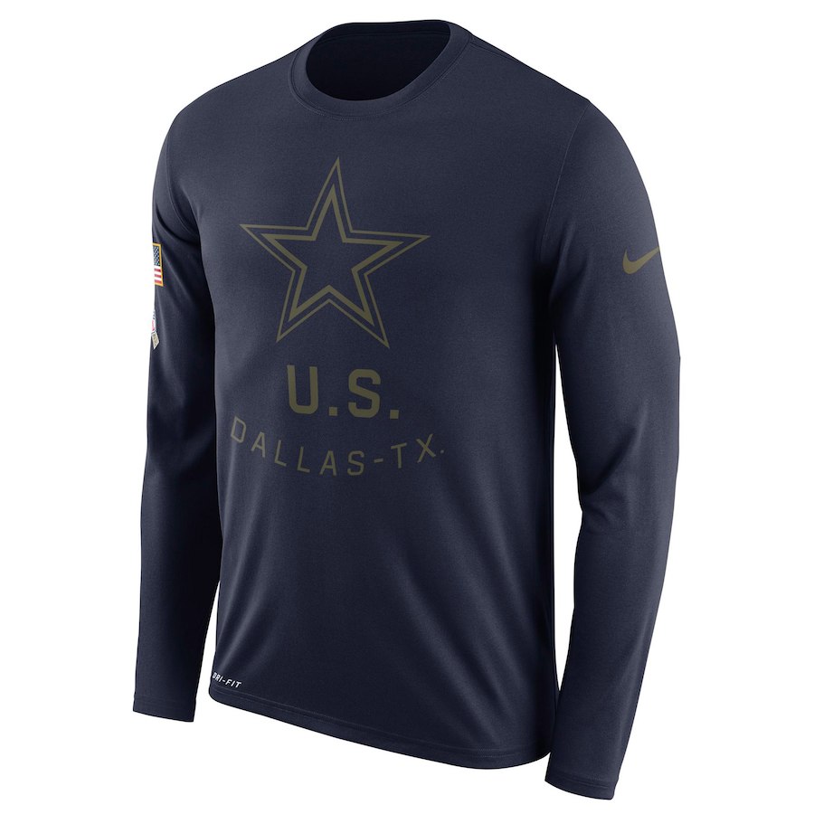 Dallas Cowboys Nike Salute to Service Sideline Legend Performance Long Sleeve T-Shirt Navy
