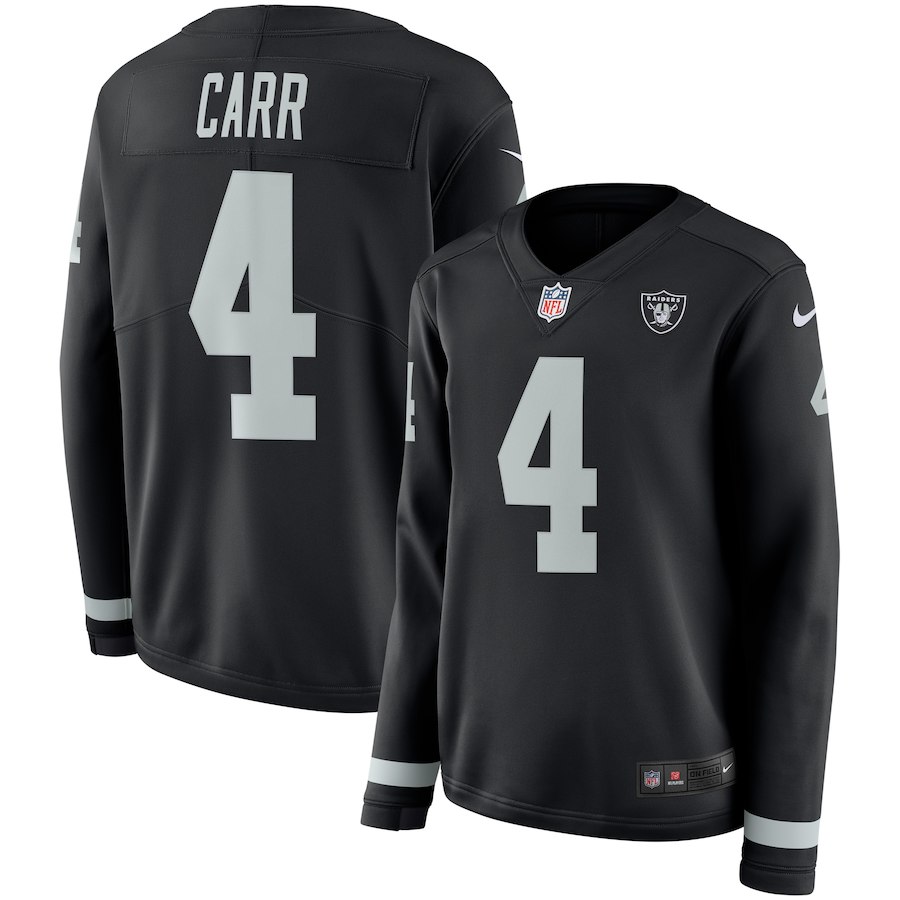 Nike Raiders 4 Derek Carr Black Women Therma Long Sleeve Jersey