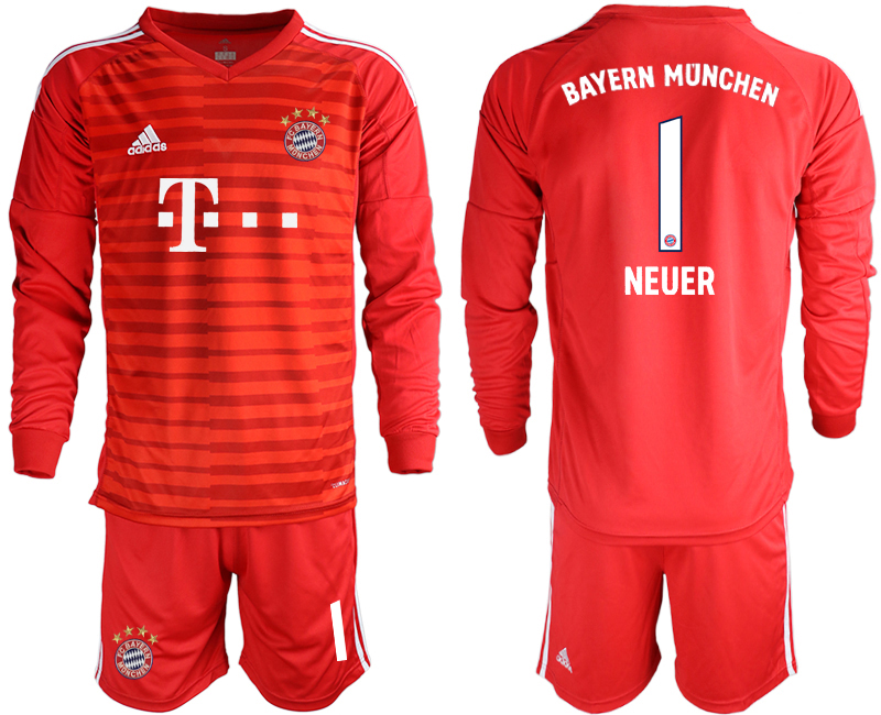 2018-19 Bayern Munich 1 NEUER Red Long Sleeve Soccer Jersey