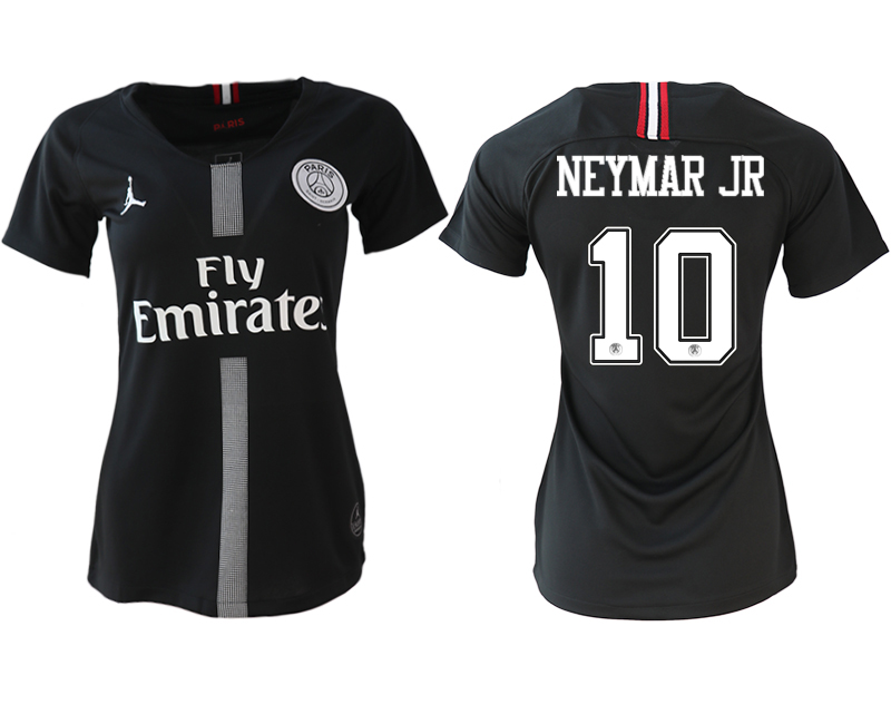 2018-19 Paris Saint-Germain 10 NEYMAR JR Jordan Champions League Black Women Soccer Jersey