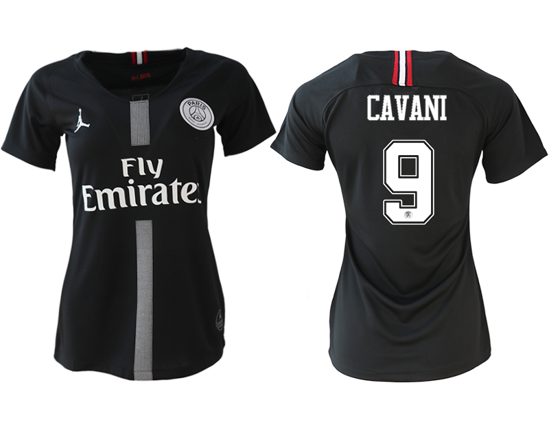 2018-19 Paris Saint-Germain 9 CAVANI Jordan Champions League Black Women Soccer Jersey