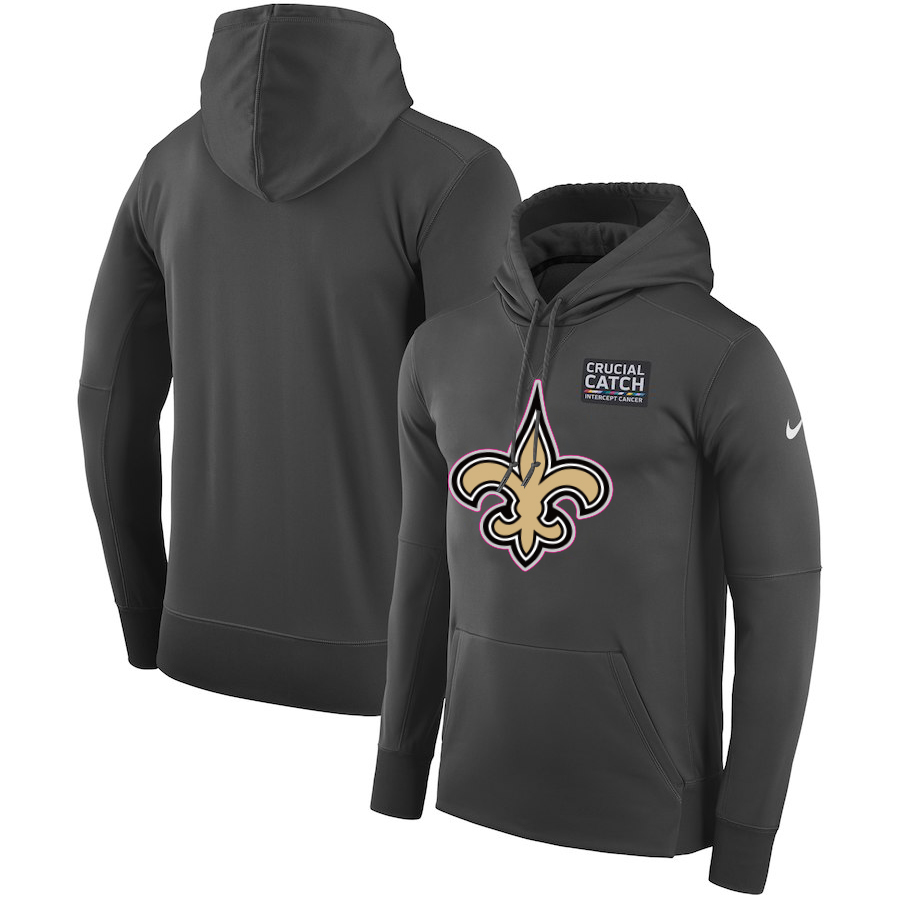 New Orleans Saints Anthracite Nike Crucial Catch Performance Hoodie
