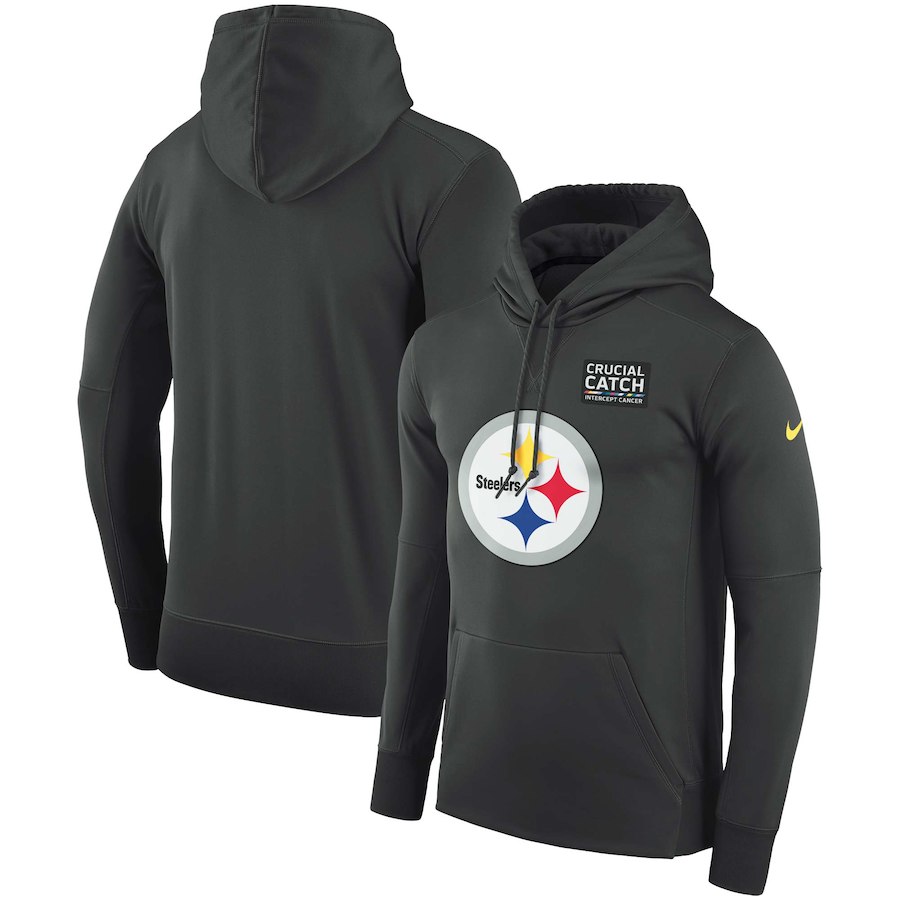 Pittsburgh Steelers Anthracite Nike Crucial Catch Performance Hoodie