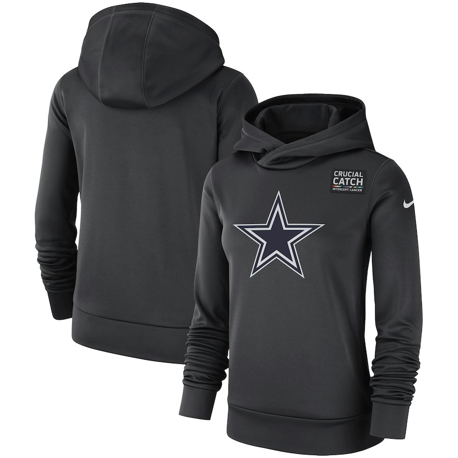 Dallas Cowboys Anthracite Women's Nike Crucial Catch Performance Hoodie