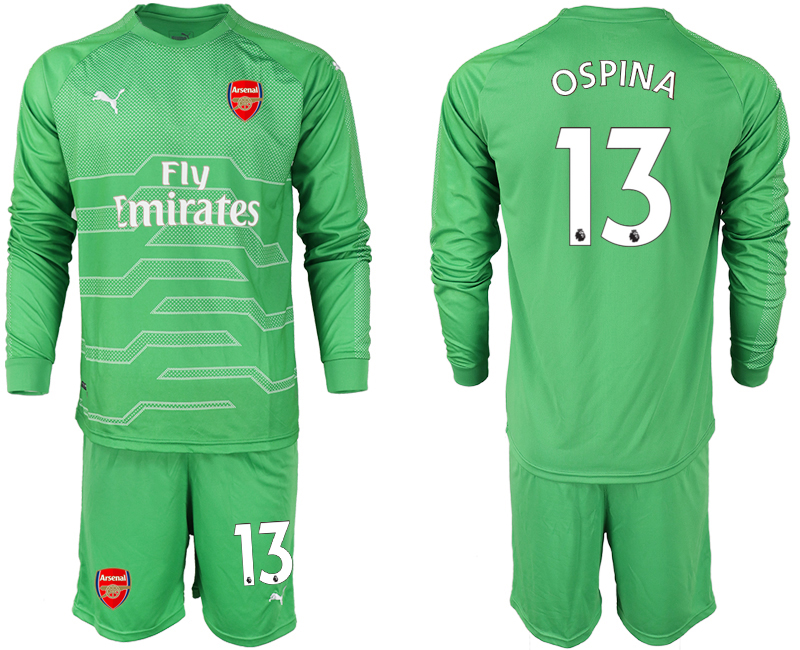 2018-19 Arsenal 13 OSPINA Green Long Sleeve Goalkeeper Soccer Jersey