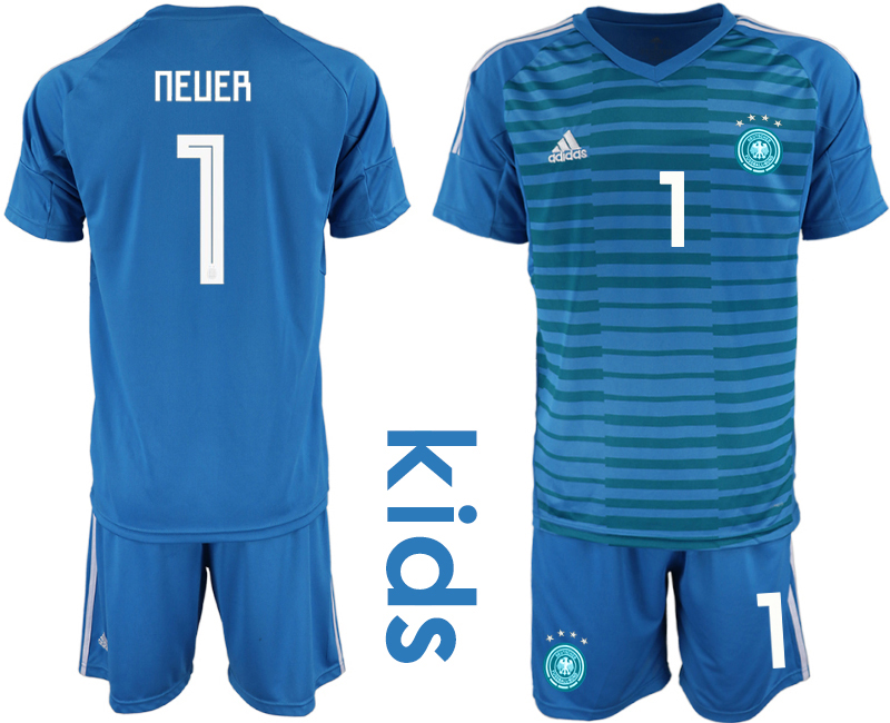 2018-19 Germany 1 NEUER Blue Youth Goalkeeper Soccer Jersey
