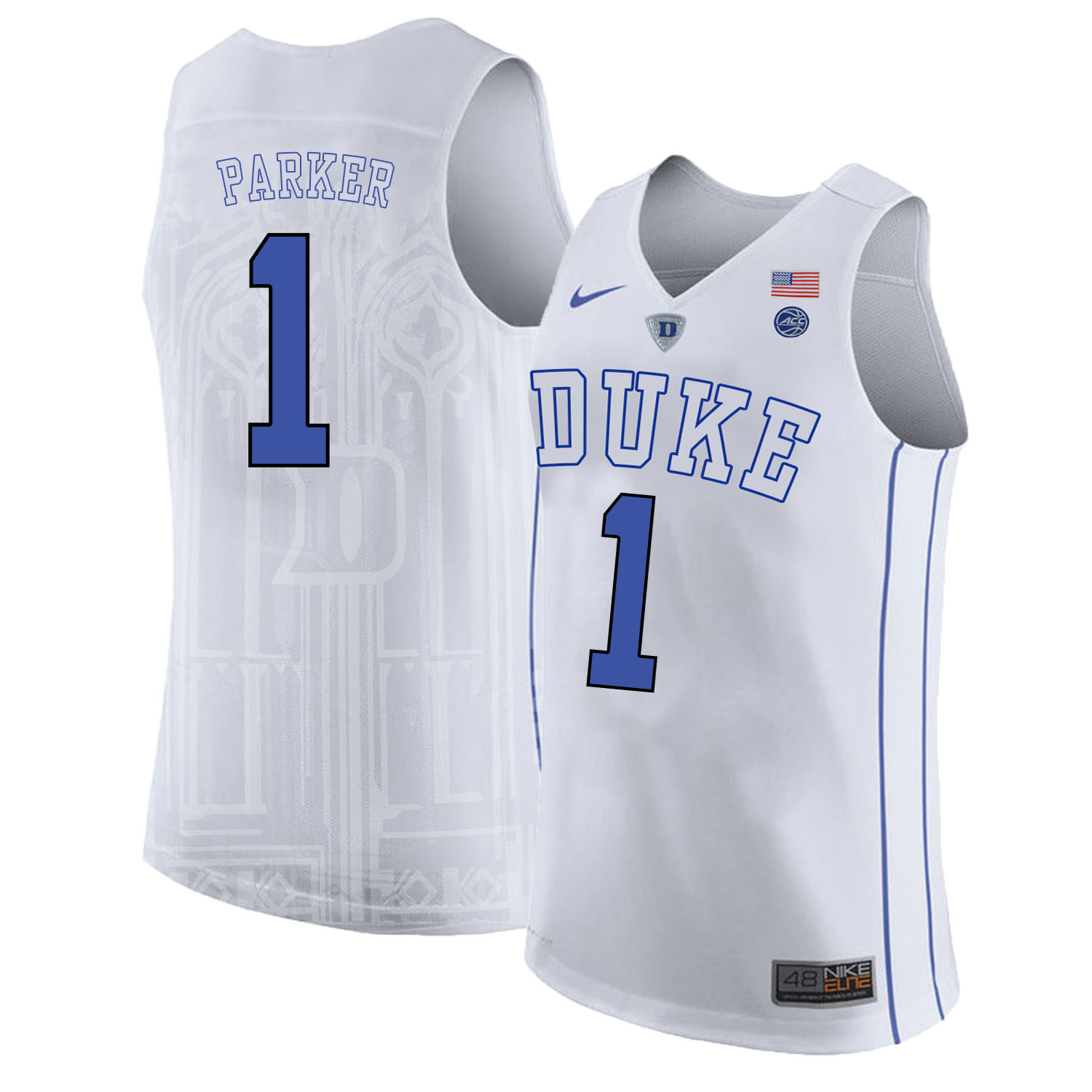 Duke Blue Devils 1 Jabari Parker White Nike College Basketabll Jersey
