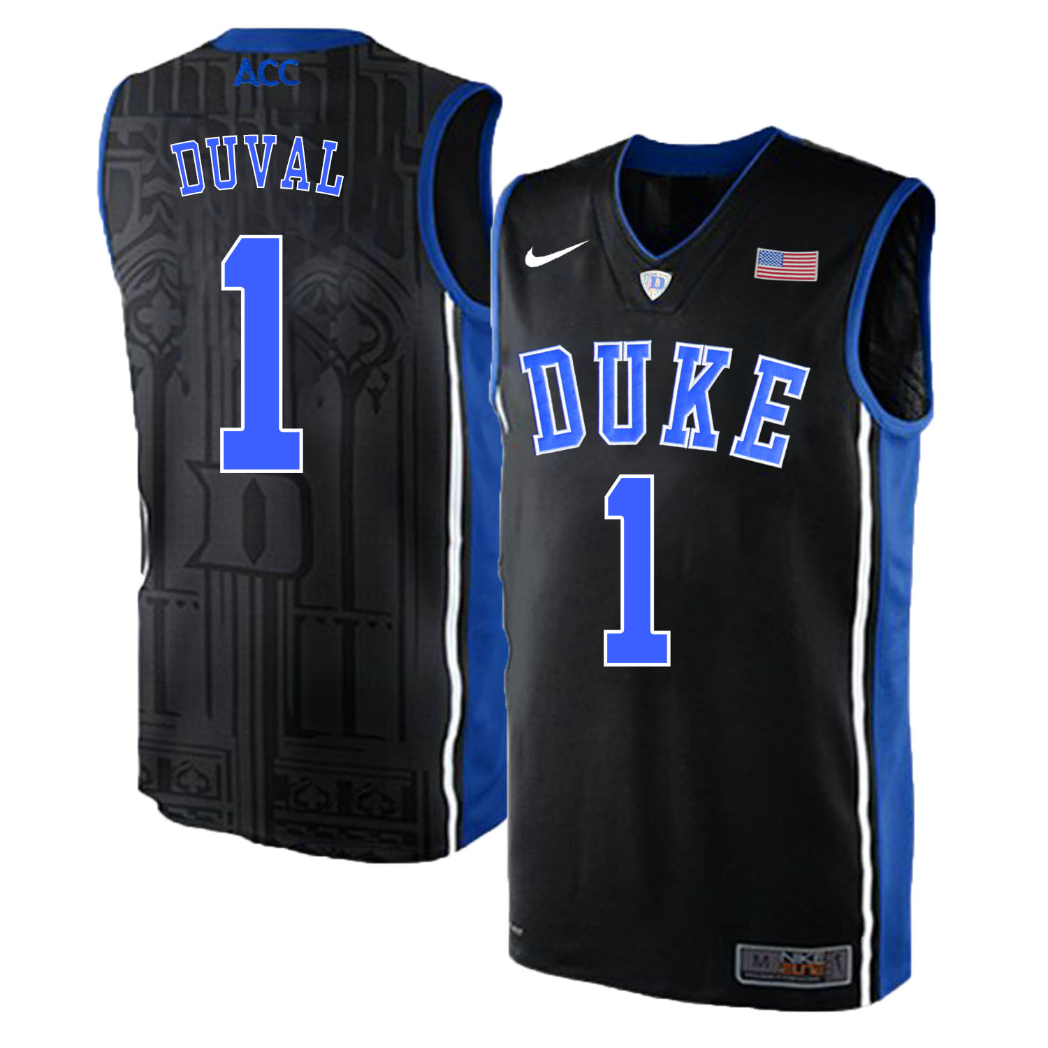 Duke Blue Devils 1 Trevon Duval Black Elite Nike College Basketabll Jersey