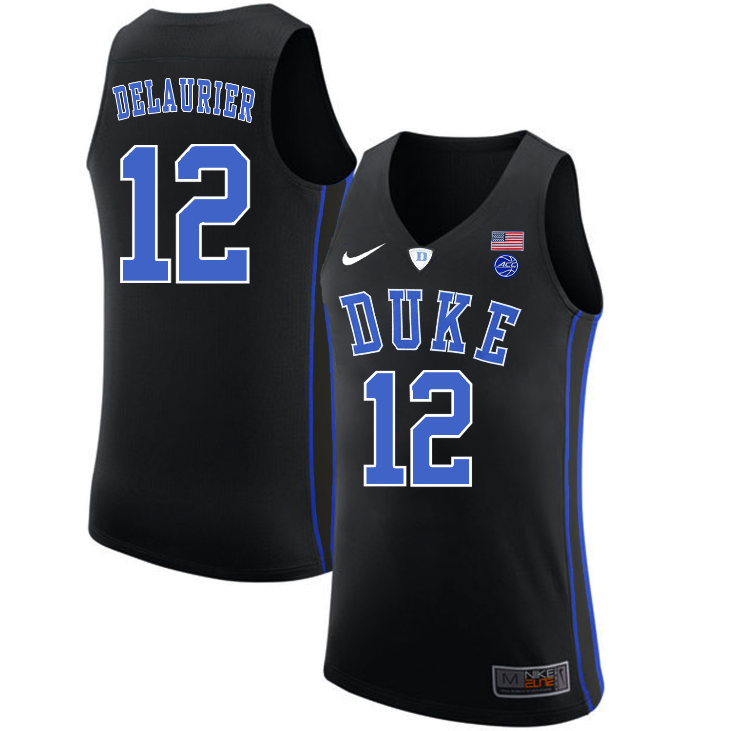 Duke Blue Devils 12 Javin DeLaurier Black Nike College Basketball Jersey